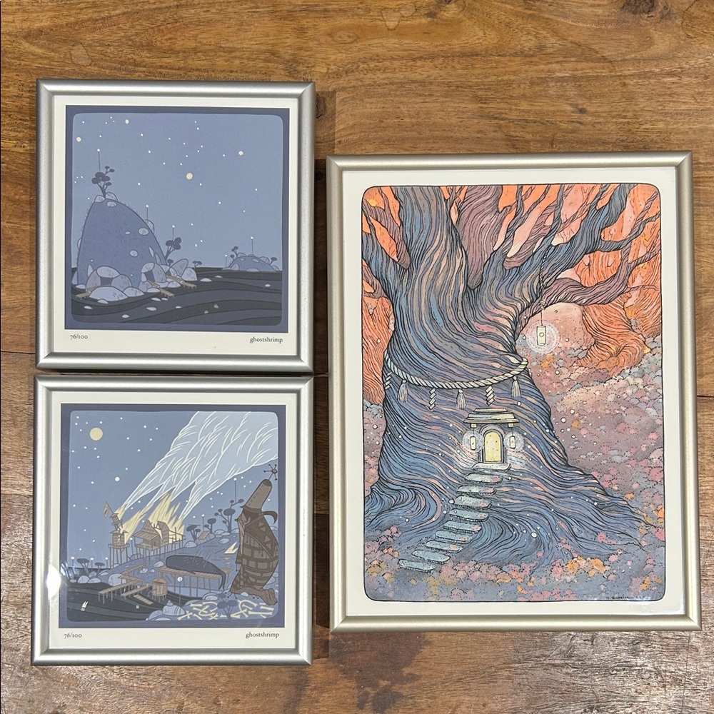 Framed Art Prints Set with Tree and Night Sky